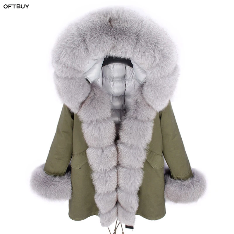 Бренд 2019 натуральным лисьим меховой капюшон воротник зимняя куртка для женщин