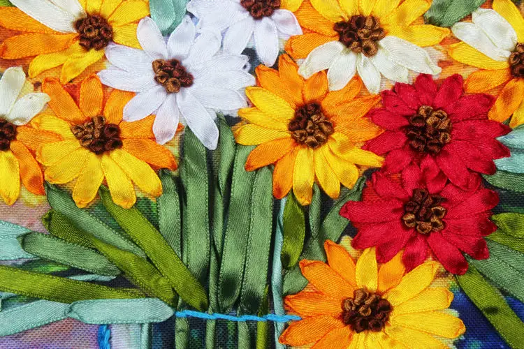 Рукоделие Набор для вышивки крестиком из ленты сделай сам симпатичный цветок