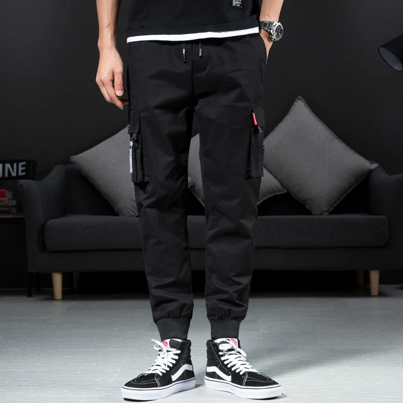 Мужские брюки в стиле хип хоп повседневные карго с множеством карманов для бега
