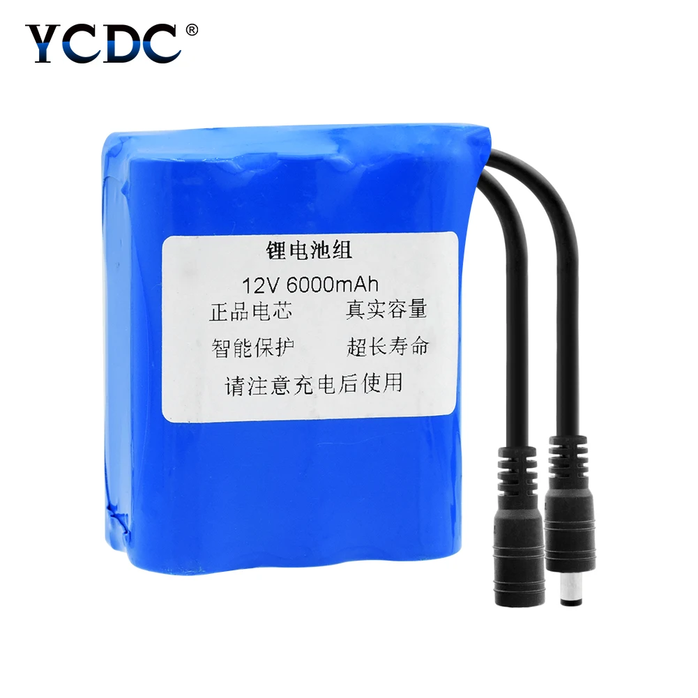12 V 6000 mAh 18650 аккумулятор литий-ионная аккумуляторная батарея 18650 с штекером постоянного тока 5,5x2,1 мм для камеры видеонаблюдения RC игрушки 3A батареи