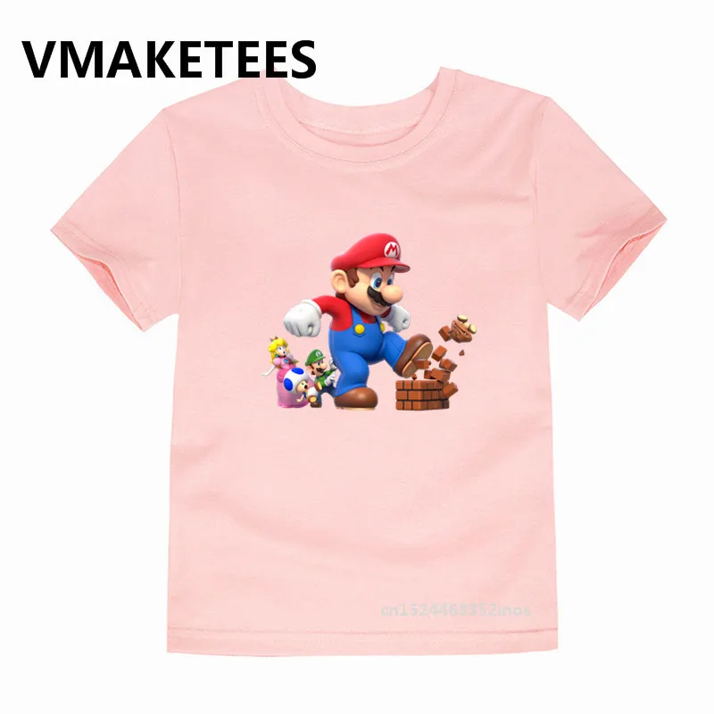 Детская Повседневная футболка с рисунком Супер Марио и Луиджи Летние