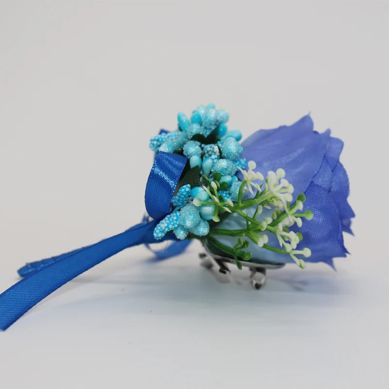 Бутоньерка для жениха синяя шелковая атласный цветок розы | Дом и сад