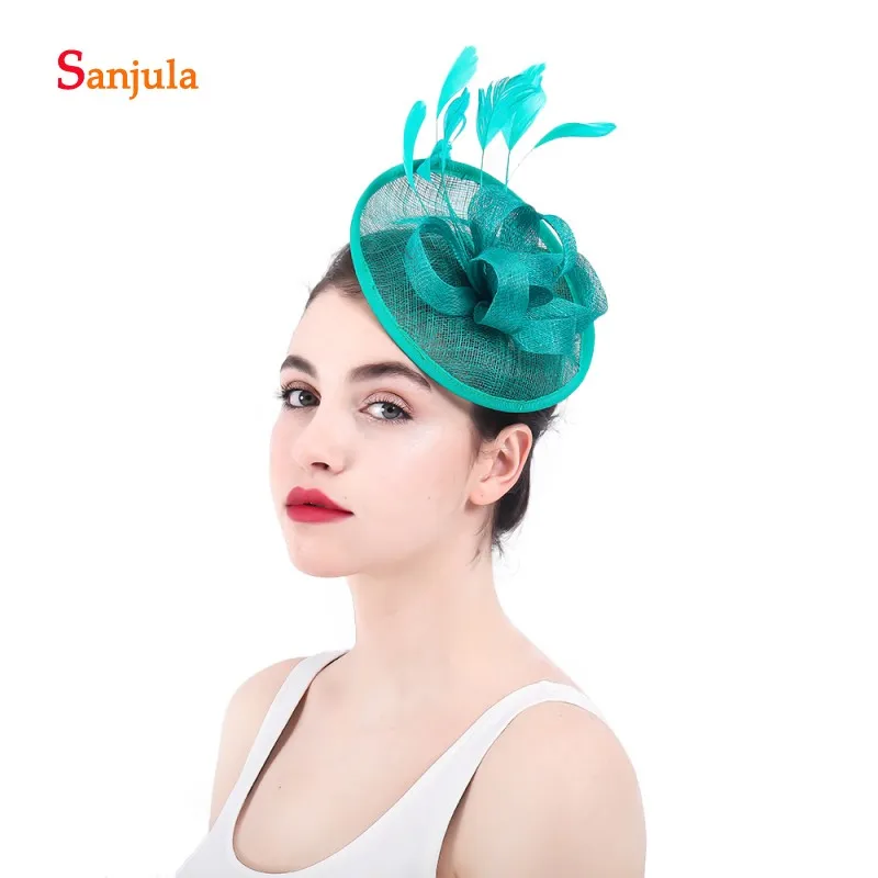 Small Hats for Bride Headpieces Linen Flowers Feathers Wedding Decoration Ladies Important Occasion Accessories H46 | Свадьбы и