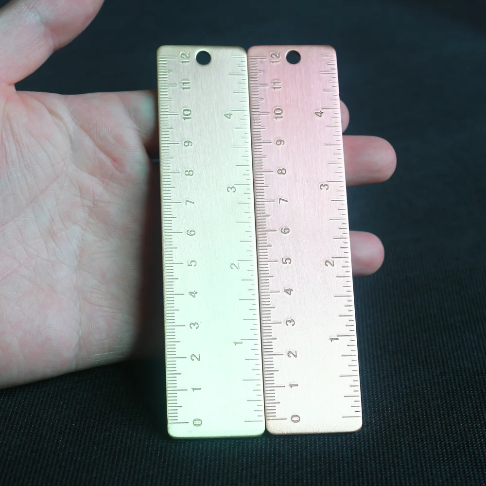 Thickened copper brace double scale bookmarks straight ruler brass painting drawing EDC tools | Спорт и развлечения
