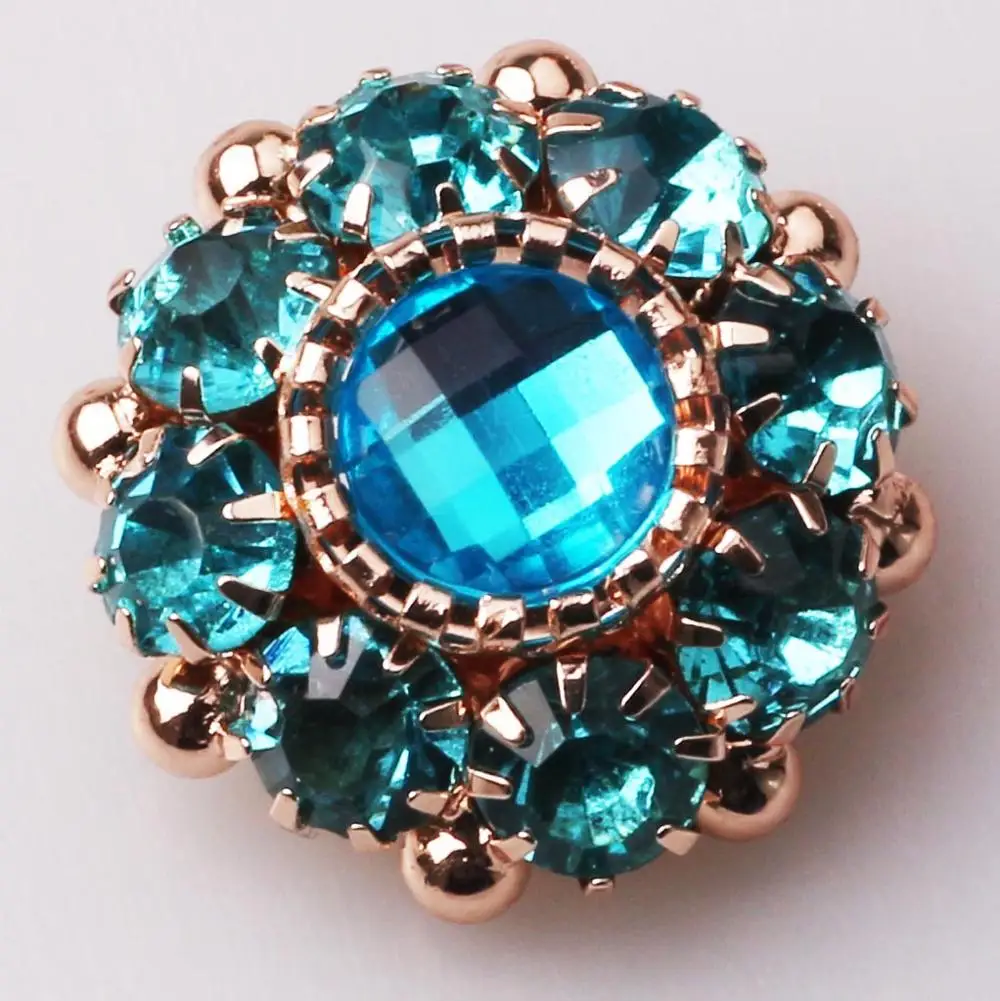 Sea blue Новые 10 шт 26 мм с кристаллами, с цветами из страз Кнопки DIY ремесло украшения Серебряные швейные принадлежности - Цвет: Sea blue