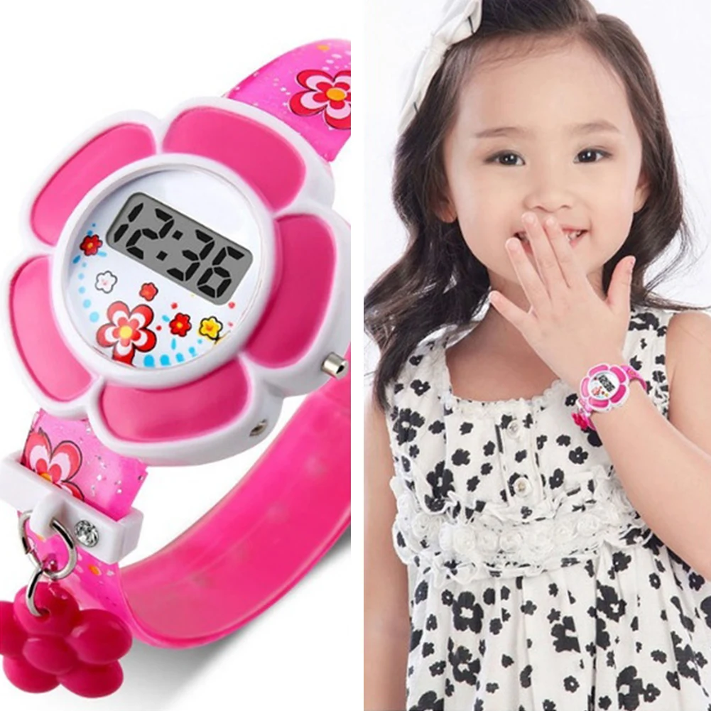 

Cute Kids Watches Flower Lovely Children Watches Cartoon Silicone Digital Wristwatch For Boys Girls Wrist Watches Relogio Gift