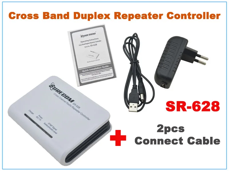 Surecom SR-628 Radio Walkie Talkie Cross Band Repeater Controller with 2pcs Radio Connect Cables Cable for option sr628 repeater