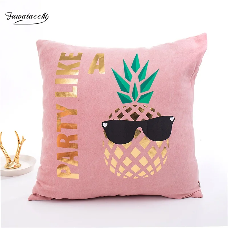 Чехлы для подушек с золотым тиснением Fuwatacchi розовые подушечки буквенным принтом