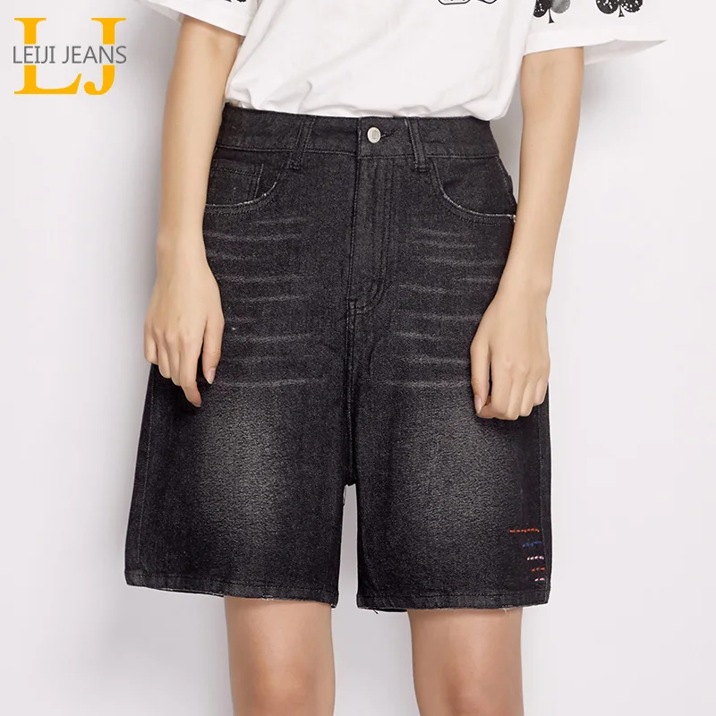 LEIJIJEANS 2019 новое поступление лето плюс размеры отбеленные нитки вышивка середины