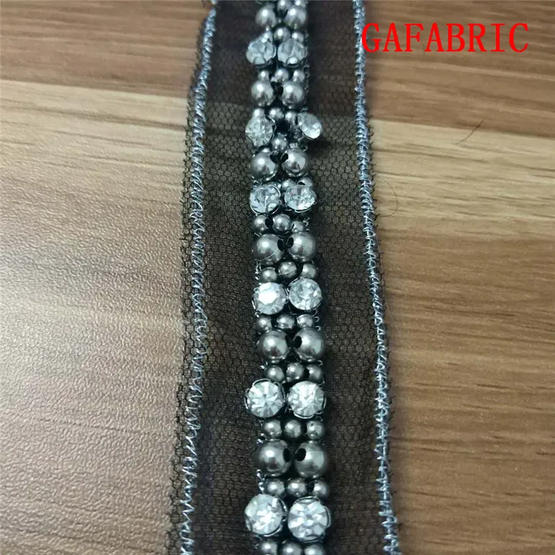1yards DIY Sewing Beads Lace 3cm to 4cm width Beaded rhinestone lace trimming for sash headband top quality wedding decors | Дом и сад