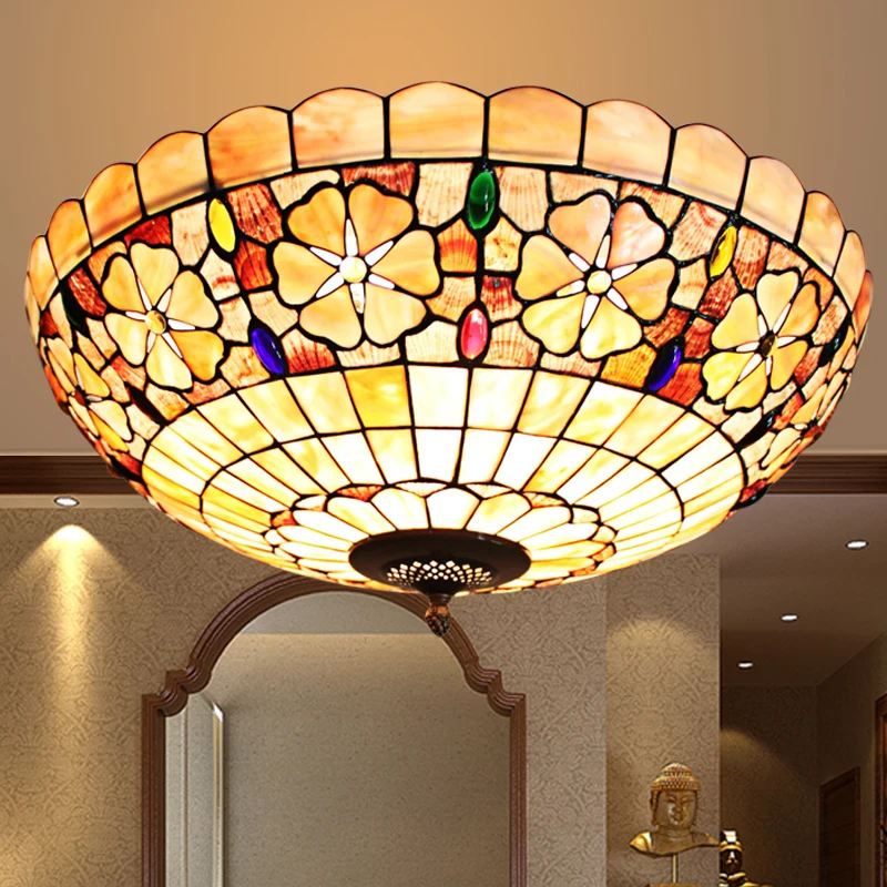 Потолочные светильники Тиффани в средиземноморском стиле ночник с натуральным