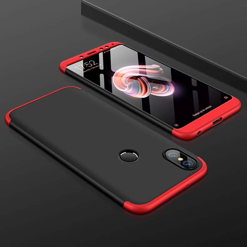 Case on Xiaomi Redmi Note 5 Pro 360 Full Body Protection Anti-knock Fashion Matte Hard for Note5 Gift Tempered Glass |