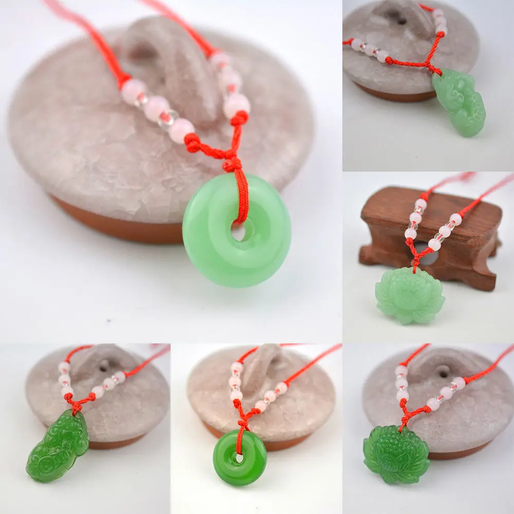 Унисекс подвес ожерелье Jadeite Lotus Amulet Подвеска пончик Диск драгоценный камень