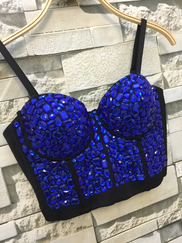 Ручной работы из бисера Gaga Стразы бюстье жемчуг Push Up ночной клуб Bralette Для женщин