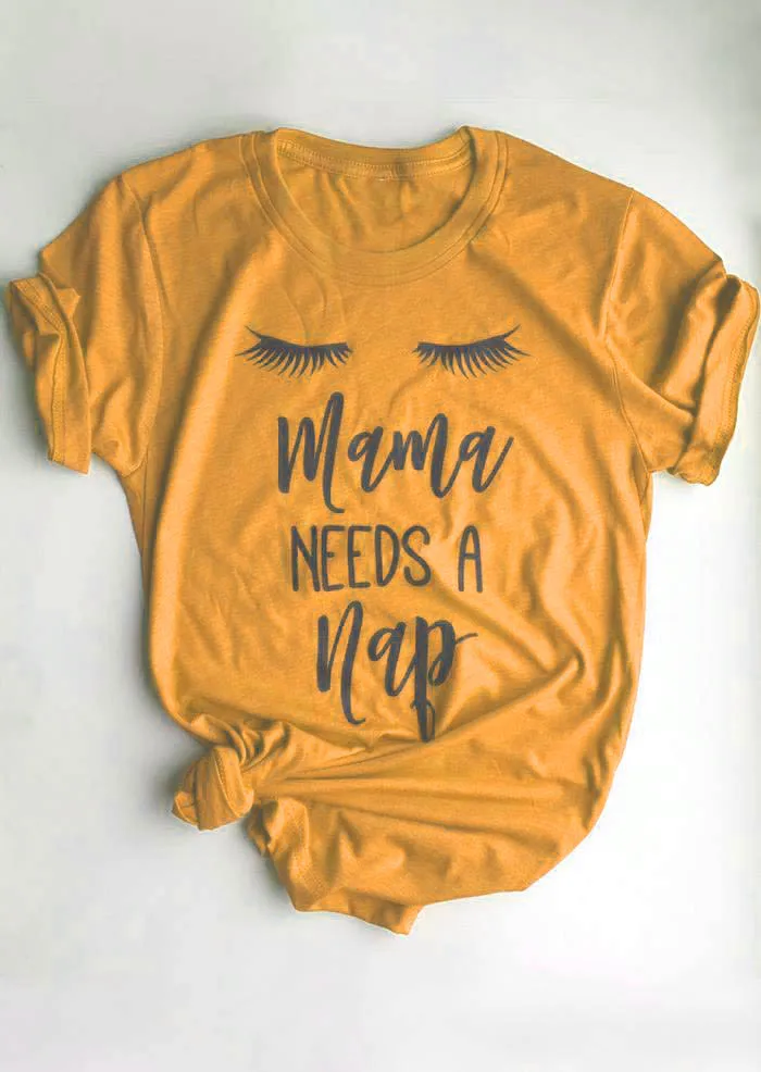 Футболка с надписью Mama Need A Nap Tumblr топы короткими рукавами и принтом в виде глаз