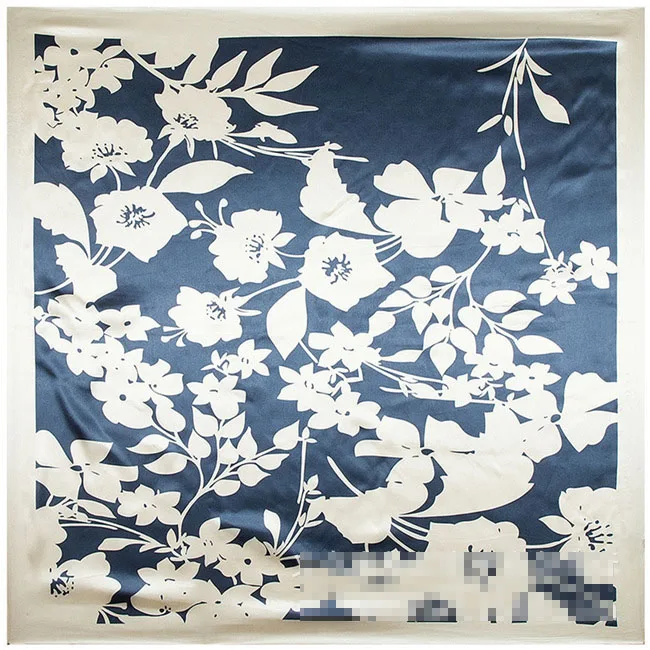 Шарф женский европейский бренд высокое качество черный белый с цветами|fashion