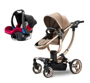 V-baby переносная легкая складная коляска с четырьмя колесами для новорожденных с высоким видом, спальная корзина для сиденья автомобиля, коляска-коляска - Цвет: khaki