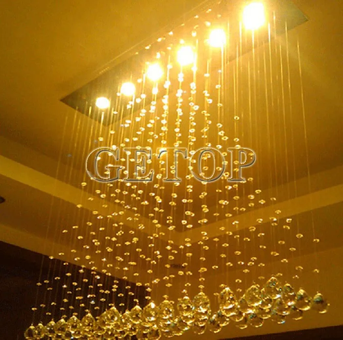 GETOP Современная K9 Хрустальная прямоугольная лампа для потолка гостиной пирамиды