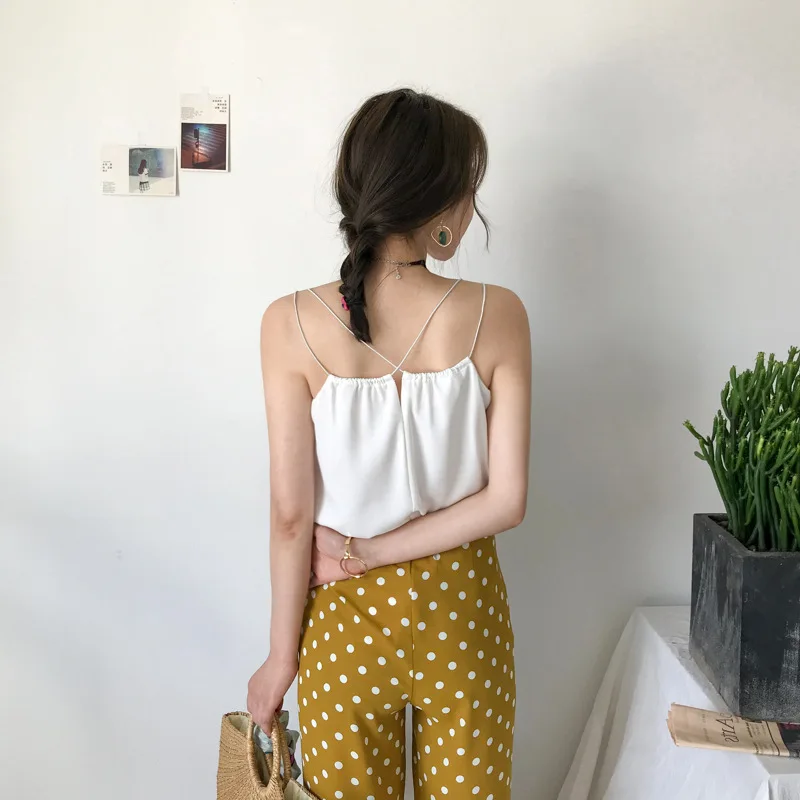 Summer New Tanks Female Vest Tide Pure Color Bottom Open Back Shirt T-shirt Wholesale White Top Women Tank | Женская одежда