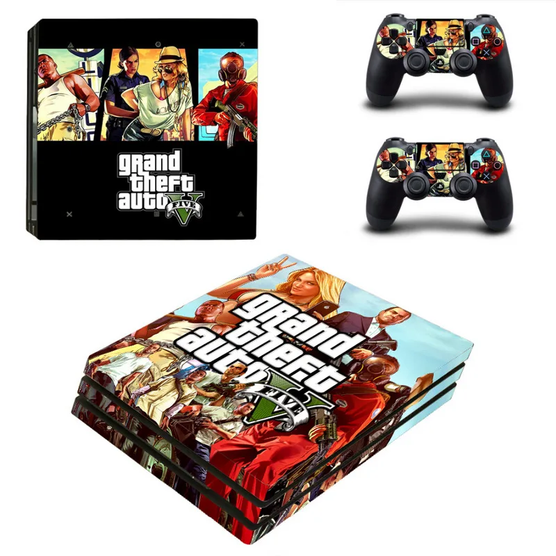Виниловая наклейка GTA Style для Sony PS4 Pro консоль и 2 контроллера [ad Обложка аксессуары