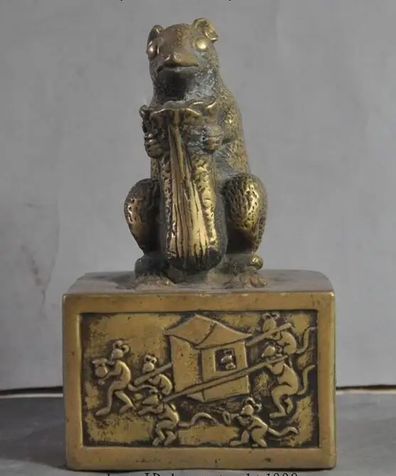 Старый Китай бронзовая фигурка периода династии Капустная крыса мышей богатство