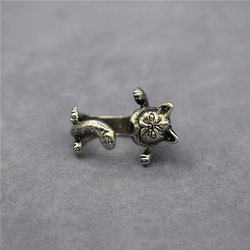 Дропшиппинг винтажные Ретро милые кольца в виде кошки регулируемые кошечки