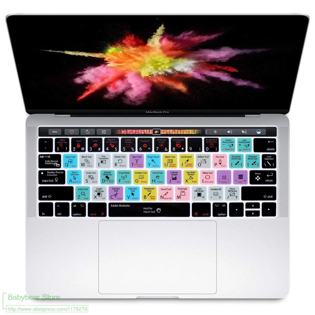 Силиконовый чехол для клавиатуры Adobe Illustrator AI Hotkey Macbook Pro 13 &quot15&quot новинка 2017/2016 с