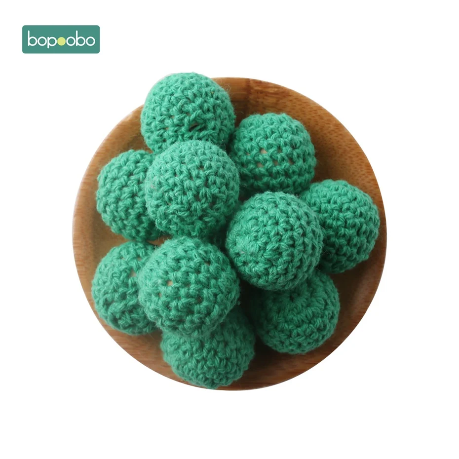 Turquoise Crochet Bopoobo, 50 шт., 20 мм, натуральные деревянные бусины для вязания крючком, украшение внутри, деревянные бусины для прорезывания зубов, деревянные игрушки, бусины для прорезывания зубов - Цвет: Turquoise Crochet