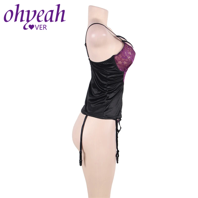 Ohyeahlover Lenceria, сексуальные лифчики, нижнее белье, сексуальное эротическое порно, RM80419, фиолетовое Кружевное Бюстье, нижнее белье с бюстгальтером