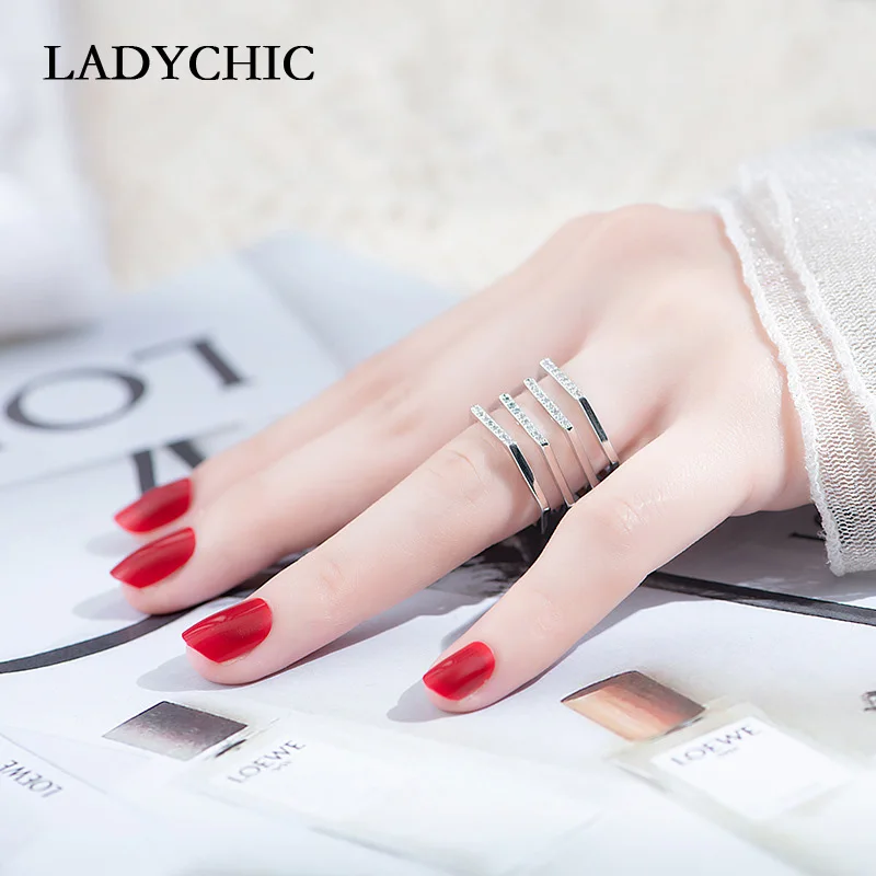 LADYCHIC роскошное розовое золото геометрическое кольцо неправильной формы для