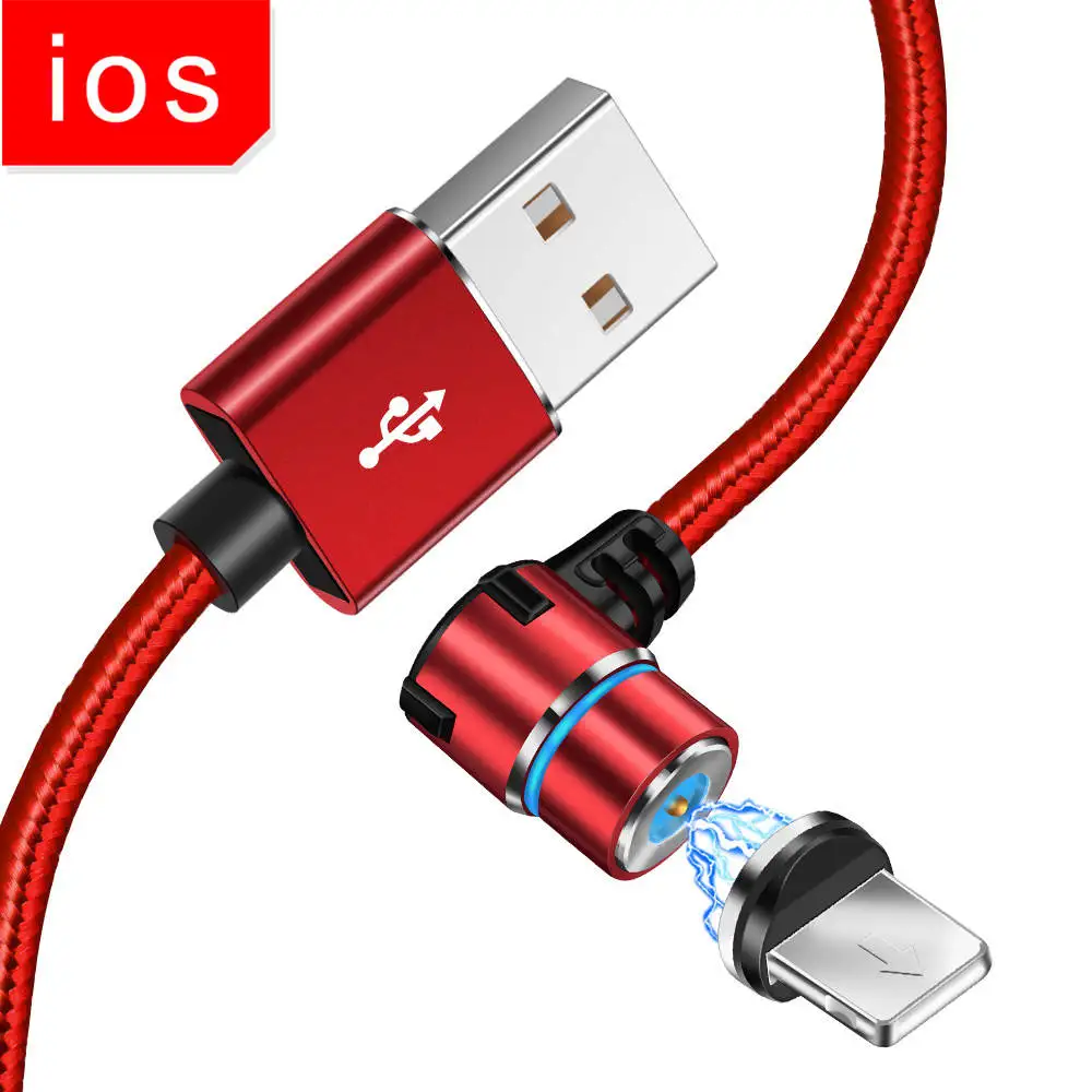 Red ISO Магнитный кабель OLAF для быстрой зарядки 90 градусов Type C Micro USB для Iphone 7 X XS Max для Redmi Note 7 Mi 8 для Huawei P20 lite pro - Цвет: Red ISO