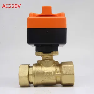 Латунный шаровой клапан с электроприводом, 220 в переменного тока, стандартный двухсторонний клапан DN20 -DN32