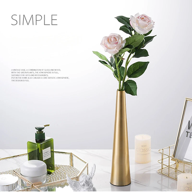 Ваза для цветов металлическая серебристая/Золотая настольная украшения