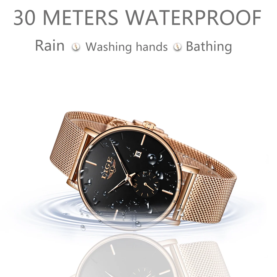 LIGE Top Brand Women Watch Fashion Simplicity Classic Casual Quartz Wtaches Women's Sports Waterproof Watches Relogio Feminino