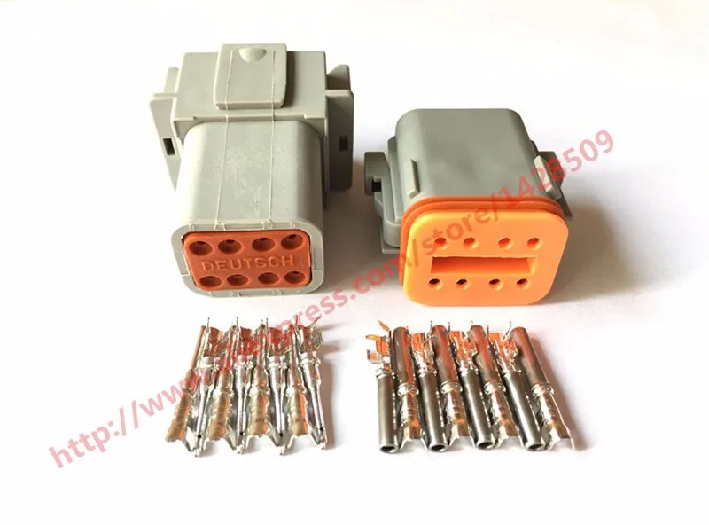 

10 Set 8 Pin Female And Male Waterproof Electrical Wire Connector Plug Deutsch Enhanced Seal Shrink Boot Adapter DT06-8S DT04-8P