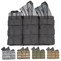 triple open top tactical molle magazine pouch belt waist pack bag outdoor sports hunting military airsoft mag pouches
