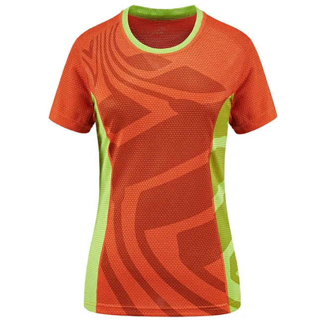 Women Orange Бренд, Мужская футболка с коротким рукавом для бега на открытом воздухе, мужская и женская быстросохнущая спортивная майка, Мужская облегающая одежда, спортивная одежда размера плюс - Цвет: Women Orange