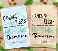 customize names candy and kisses wedding popcorn buffet cookie desserts treat bags birthday bridal shower gift favors pouches