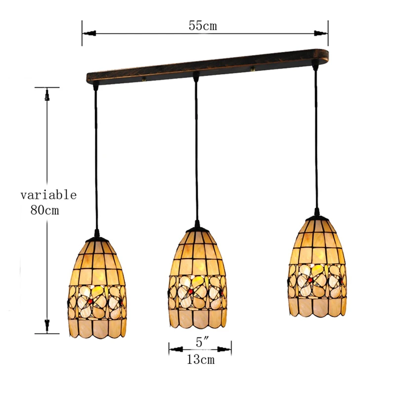 Европейская ретро люстра Тиффани с 3 цветами светильник E26/E27 винтажная витражная