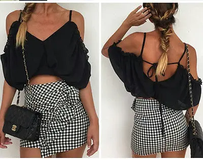 Женская шифоновая блузка без рукавов с открытыми плечами|blouse off|shirt blousetops ladies |