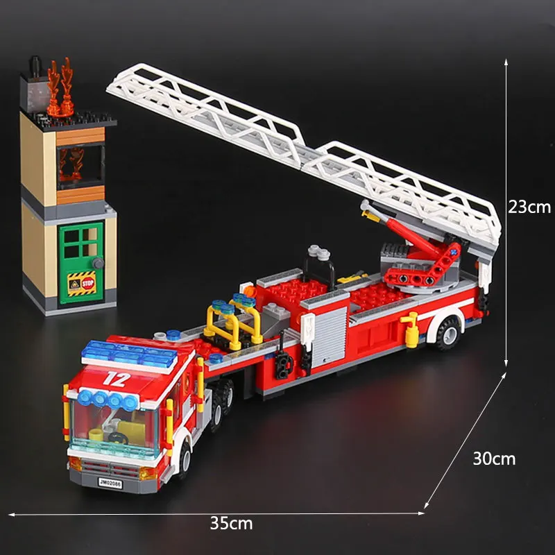 421 шт совместимый город пожарная машина модель строительные наборы блоки кирпичи
