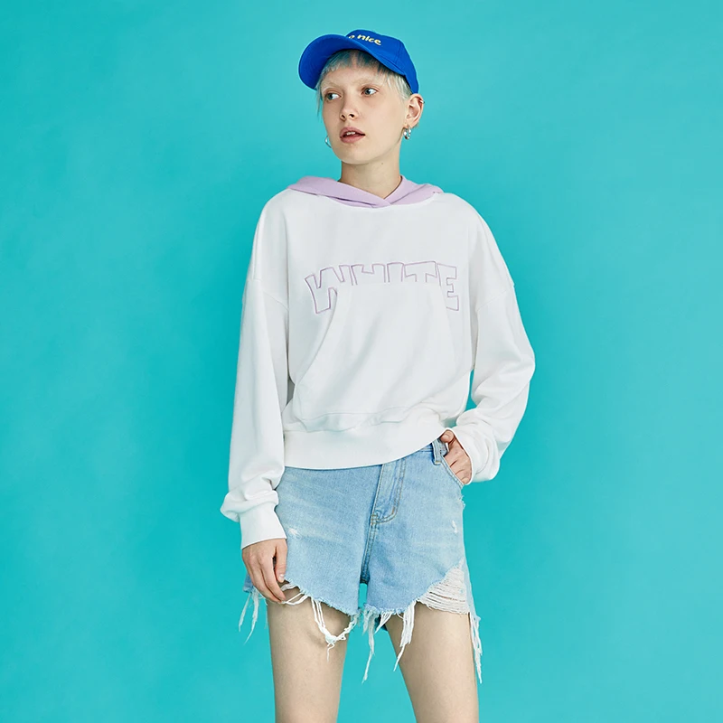 Toyouth New Autumn White Sweatshirts for Women Long Sleeve Ulzzang Hoodies Letters Printed Casual Pullover Harajuku Tops Moletom - Цвет: Purple