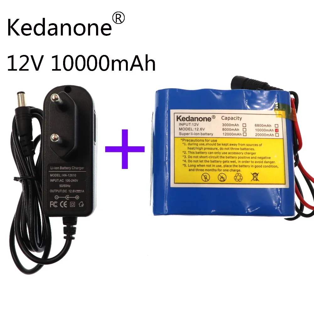 Kedanone 100% новая защита большая емкость 12 V 10Ah 18650 литиевая аккумуляторная батарея v