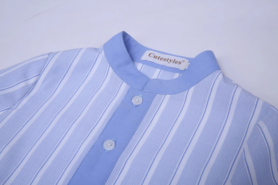 Cutestyles Весна 2 шт. Комплект одежды для мальчиков синий полосатый топ с Рубашки