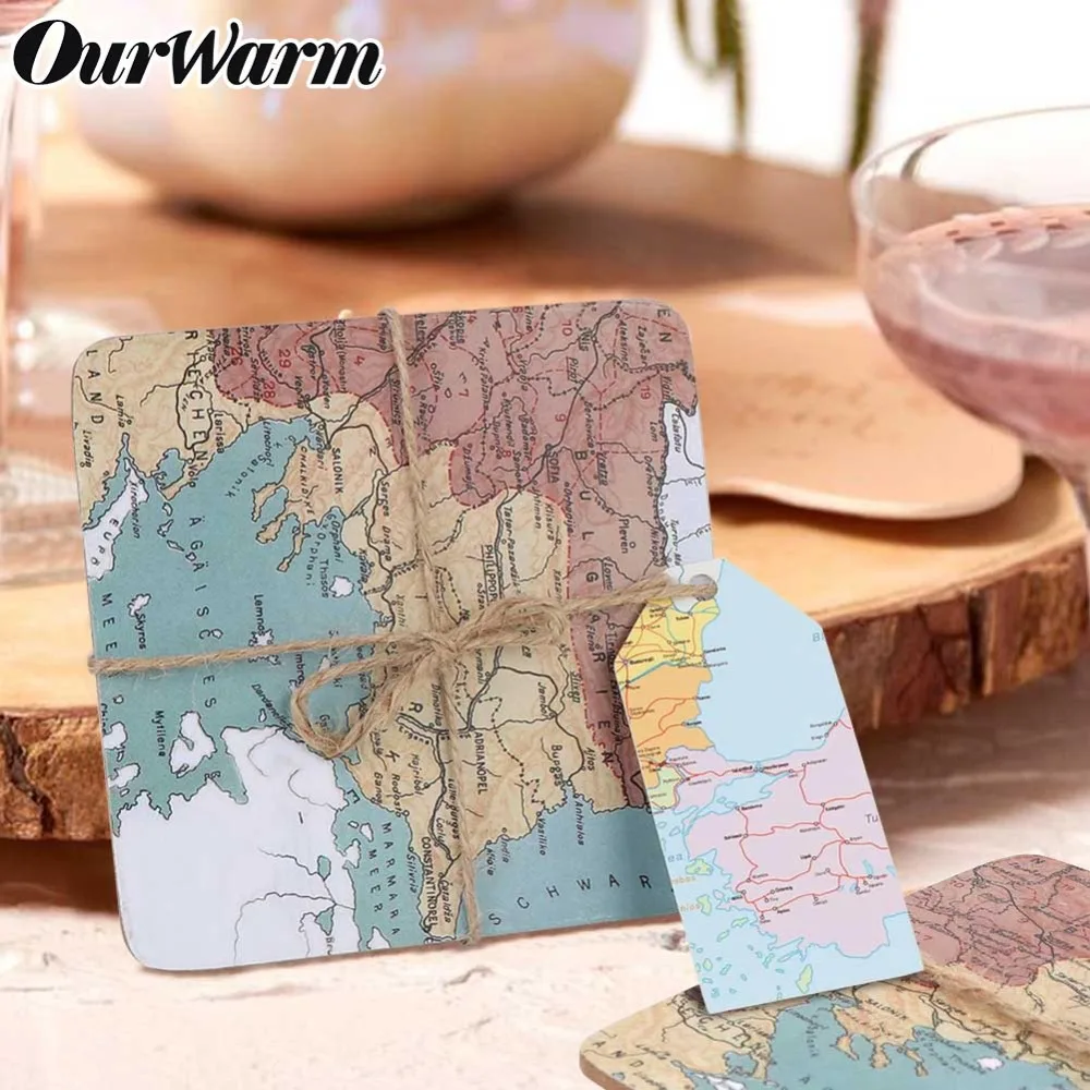 OurWarm Свадебные Сувениры подарки для гостей Map пробковые подставки тему