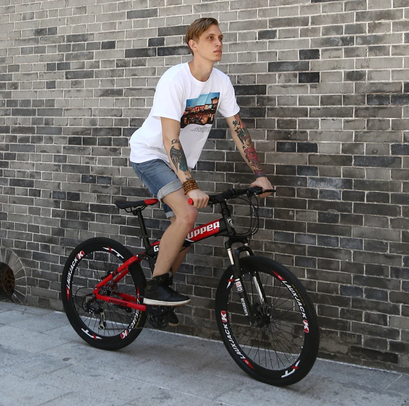 Верх горный велосипед два-поддерживающая система стали складной рамой 24