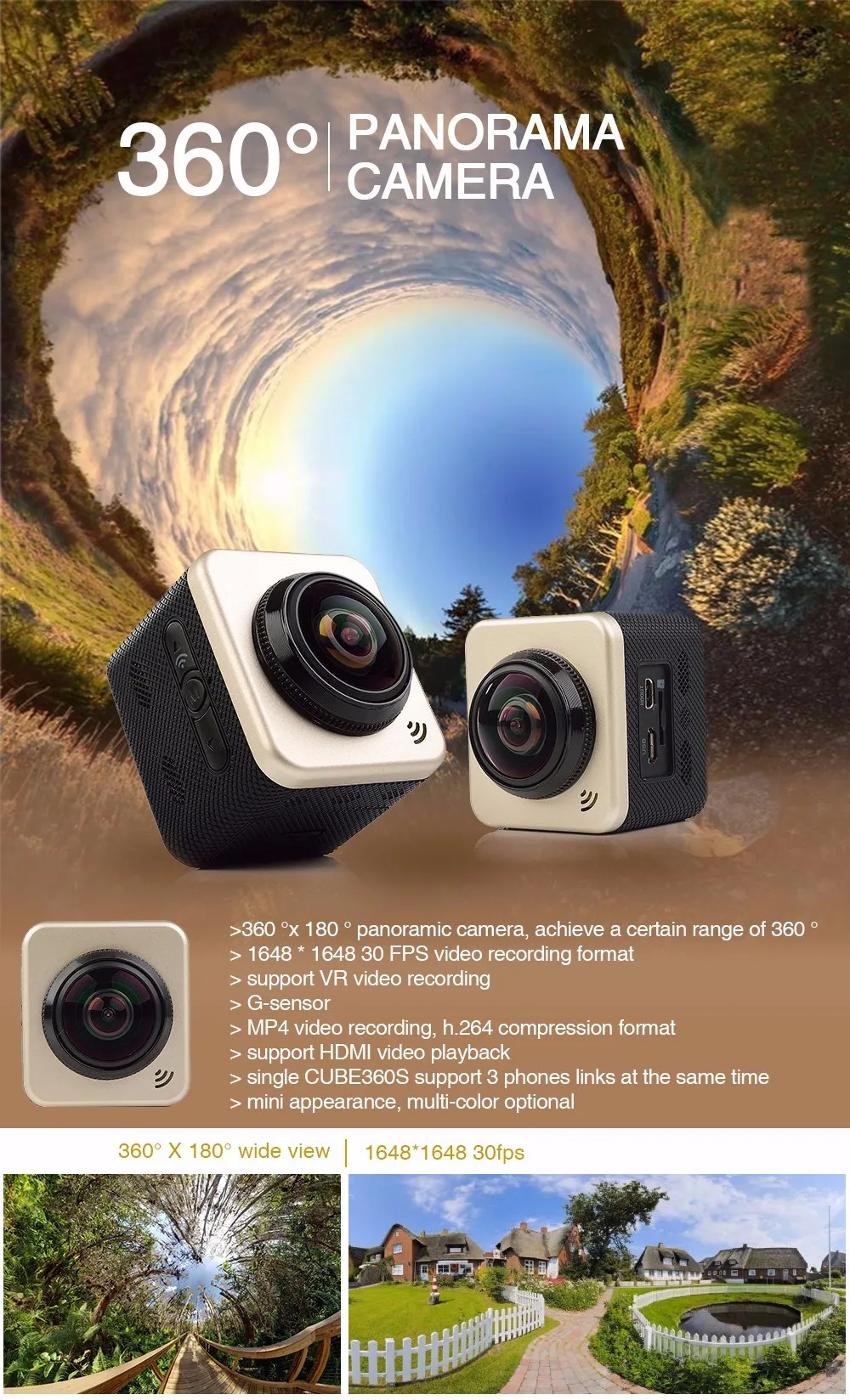 SOOCOO C-UBE360S WiFi 1,5 дюймов 30 м водонепроницаемая Мини спортивная экшн-камера 360 широкоугольная камера s широкоугольная 360*180 HD видеокамера