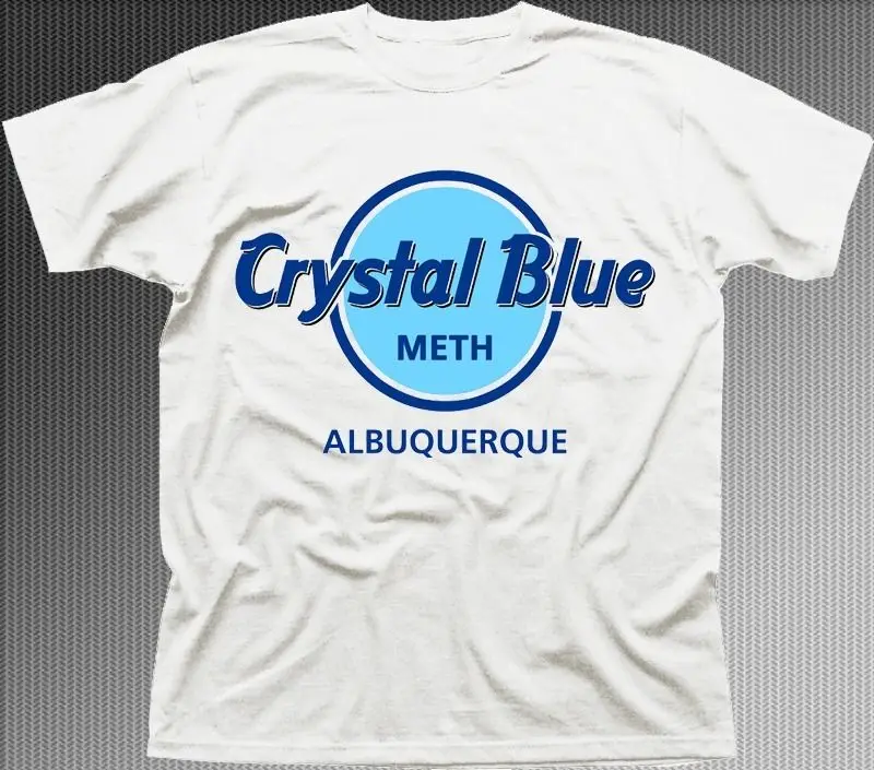 Хлопковая белая футболка с круглым вырезом и принтом Breaking Bad Crystal Blue Meth Heisenberg