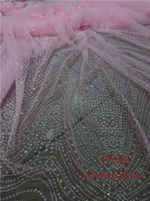 pink Блестящая Алмазная блестящая сетчатая ткань свадебное платье кристальная белая клееная блестящая трендовая сверкающая Ткань для шитья своими руками - Цвет: pink