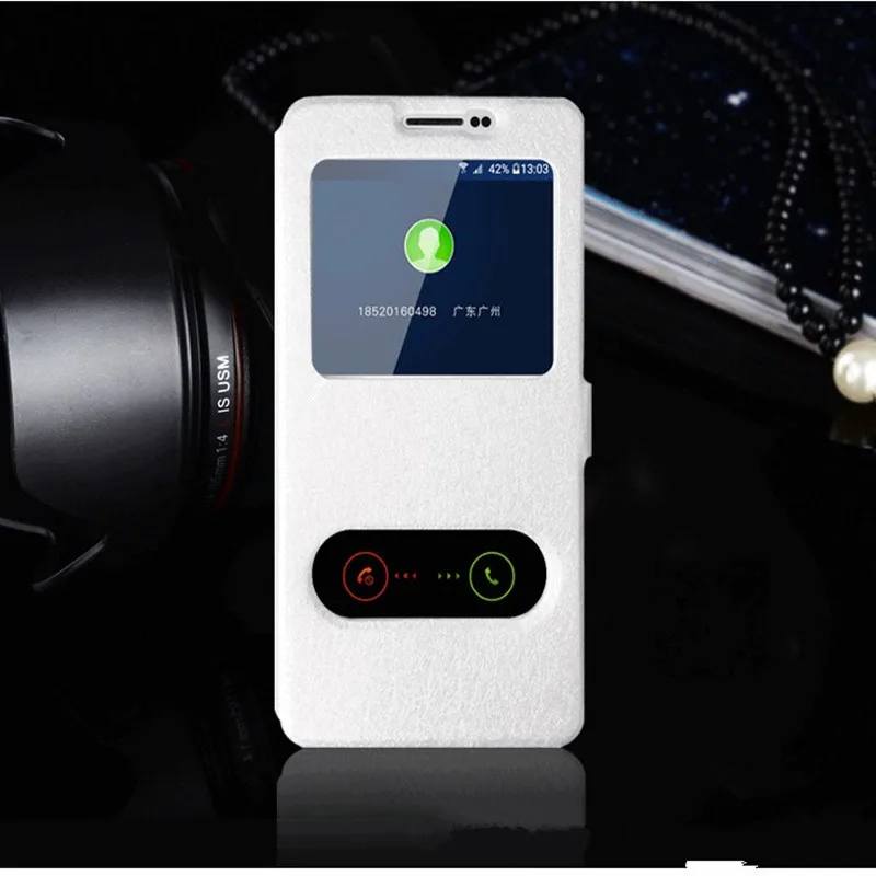 Чехол книжка Chancit для Samsung Galaxy S6 G9200 с шелковым узором окошком просмотра кожаный